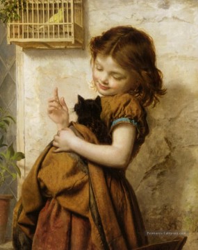 Ses animaux favoris Sophie Gengembre Anderson enfant Peinture à l'huile